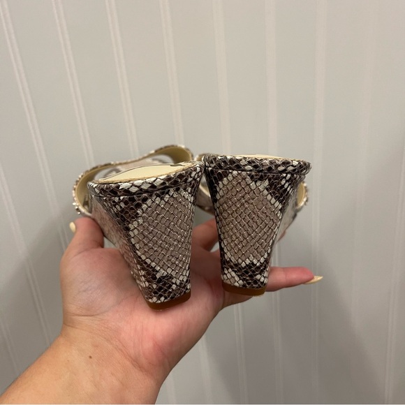 Sam Edelman Tesma Snake Skin Print Leather Wedge Mule Sandal Sz 9.5 - Picture 5 of 10